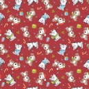 Festive Cats & Dogs Col 102 Red/Gold Metallic
